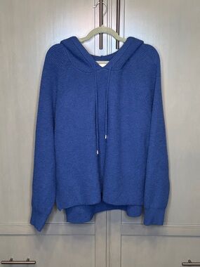 Cyrus Blue Knit Hooded Sweater Super Soft Hoodie Pullover - Size XL